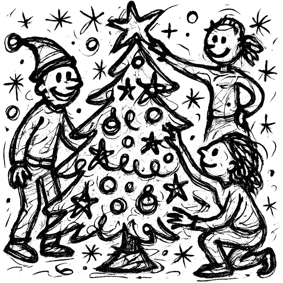 people decorating a Christmas tree emoji