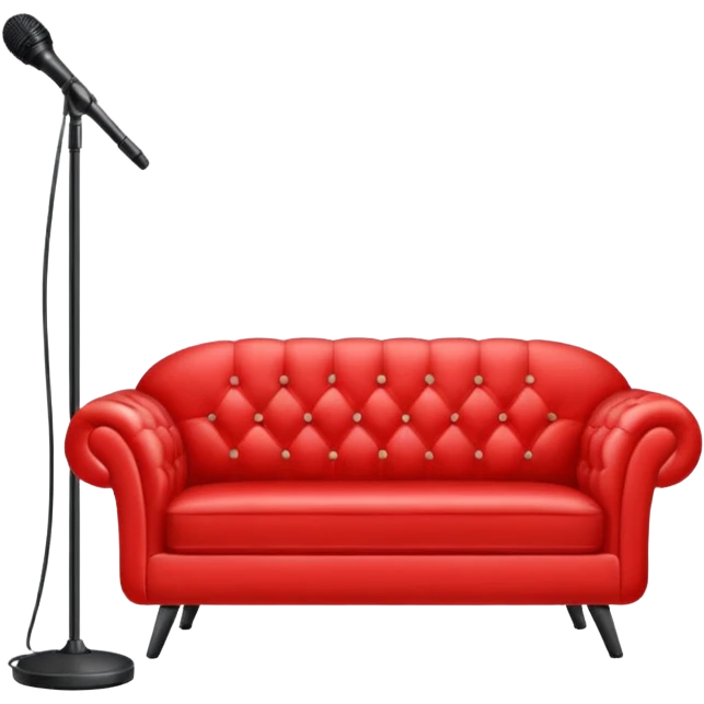 Red sofa with microphone stand emoji