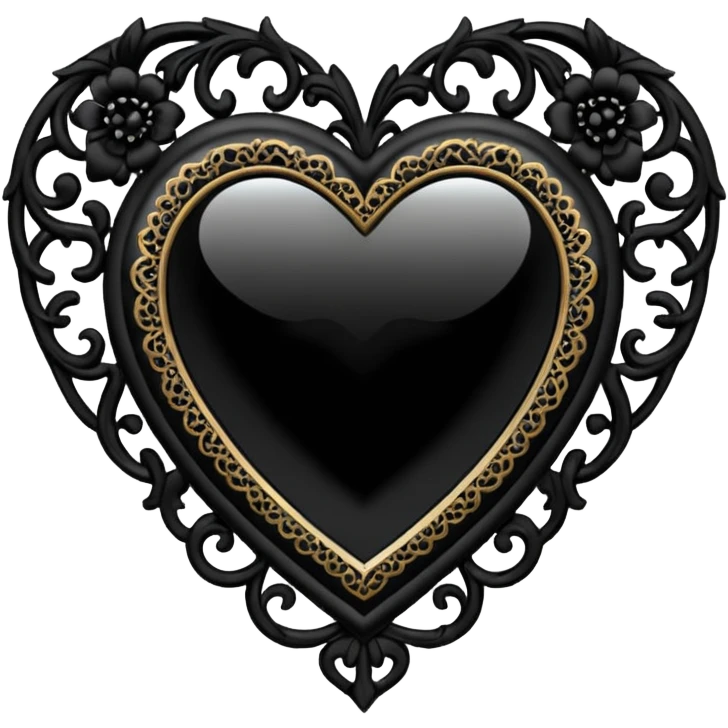 goth themed heart with a black lace mirror emoji