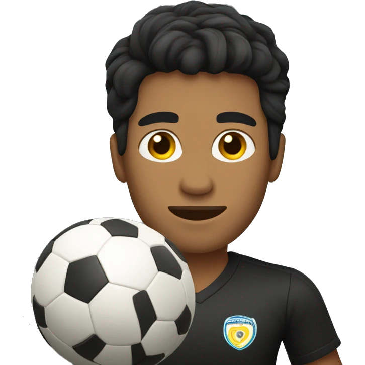 Man with tan skin black hair playing soccer emoji
