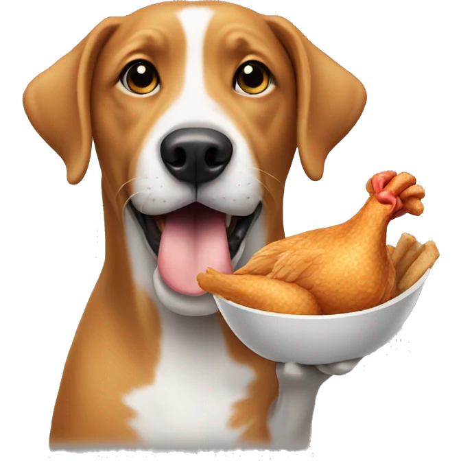 Dog eating chicken emoji