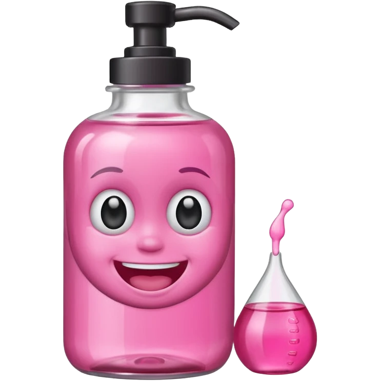 Smiling freaky baby oil bottle pink emoji