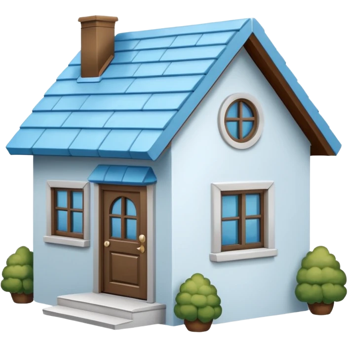 the front view of a mini house with a sky blue roof and white walls (2d) emoji