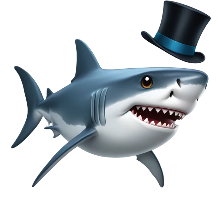 Shark with a top hat emoji