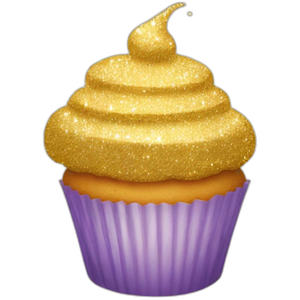 Happy golden sparkly cupcake emoji
