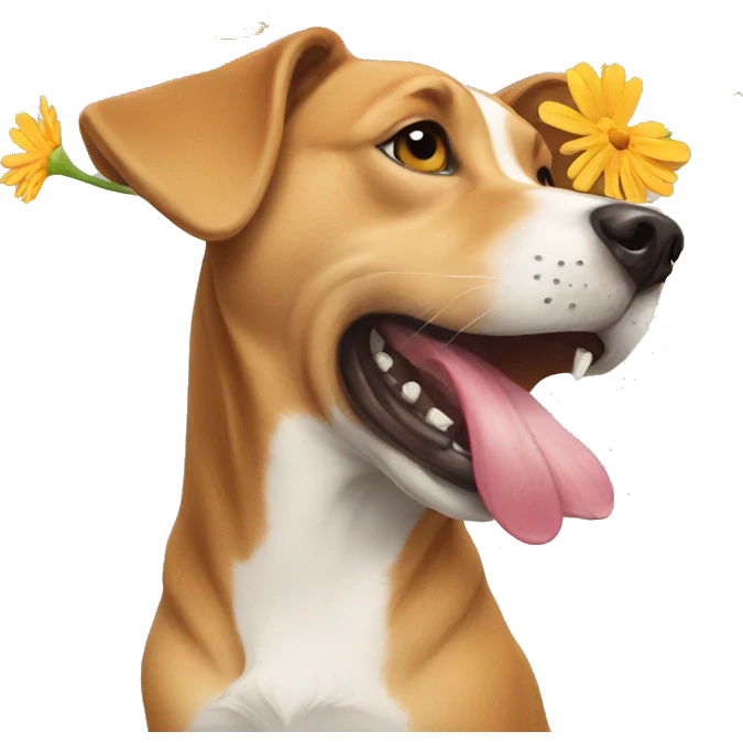 dog eating flower emoji