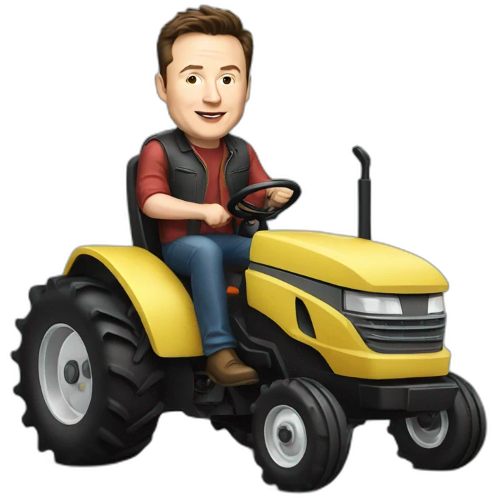 elon musk driving a tractor emoji