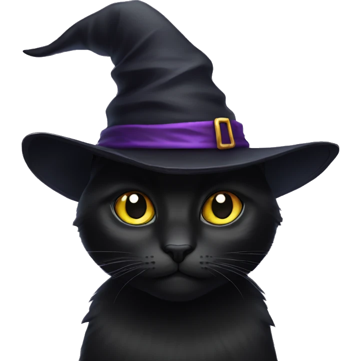 Black cat with a witch hat  emoji