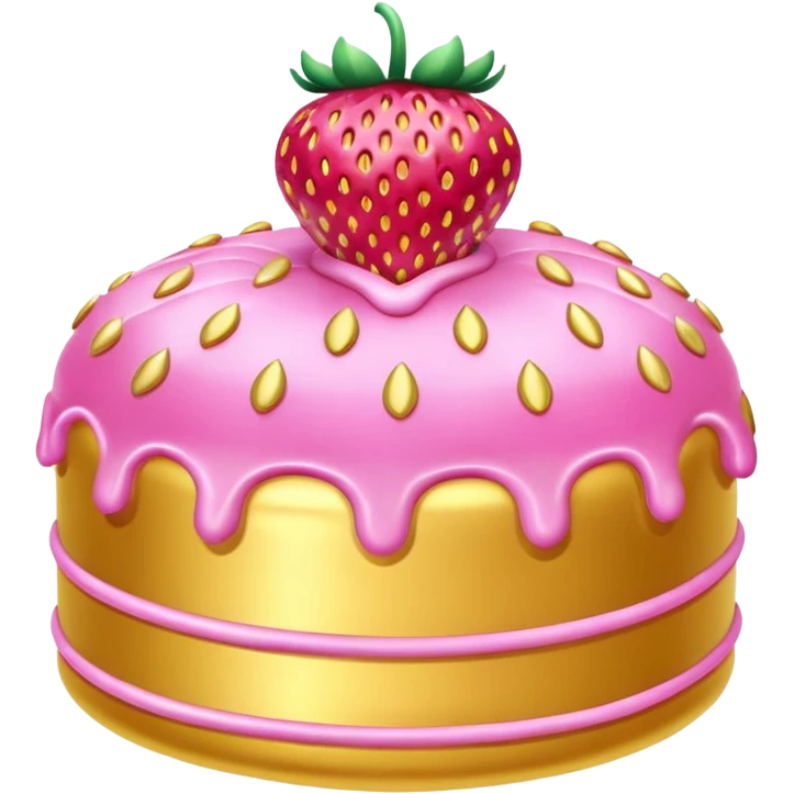 gold rococo pink inflatable puffy strawberry cake emoji