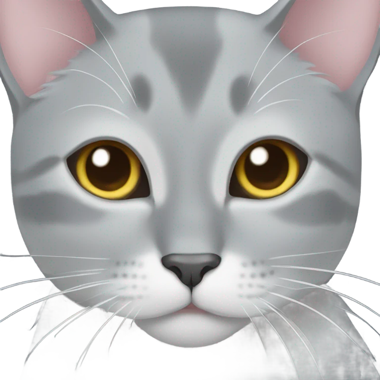grey cat with whit around the eyes emoji