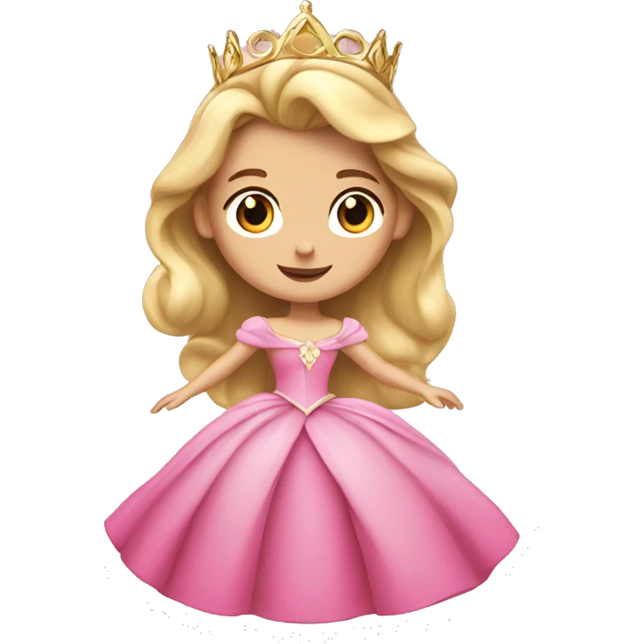 Princess Aurora with gold tiara pink dress   emoji