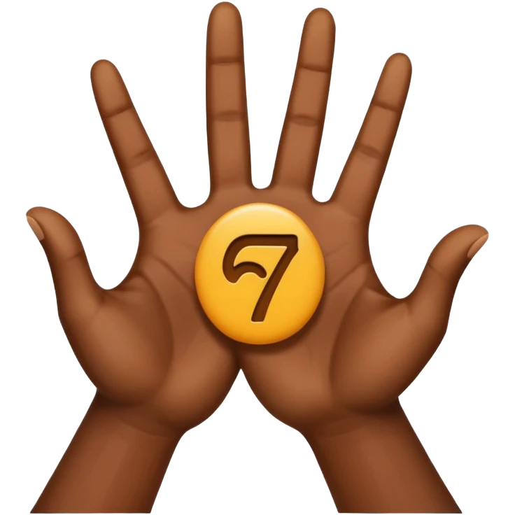 Emoji with hands on both sides with the number 67 floating above the hands the hands palms have to facing up emoji