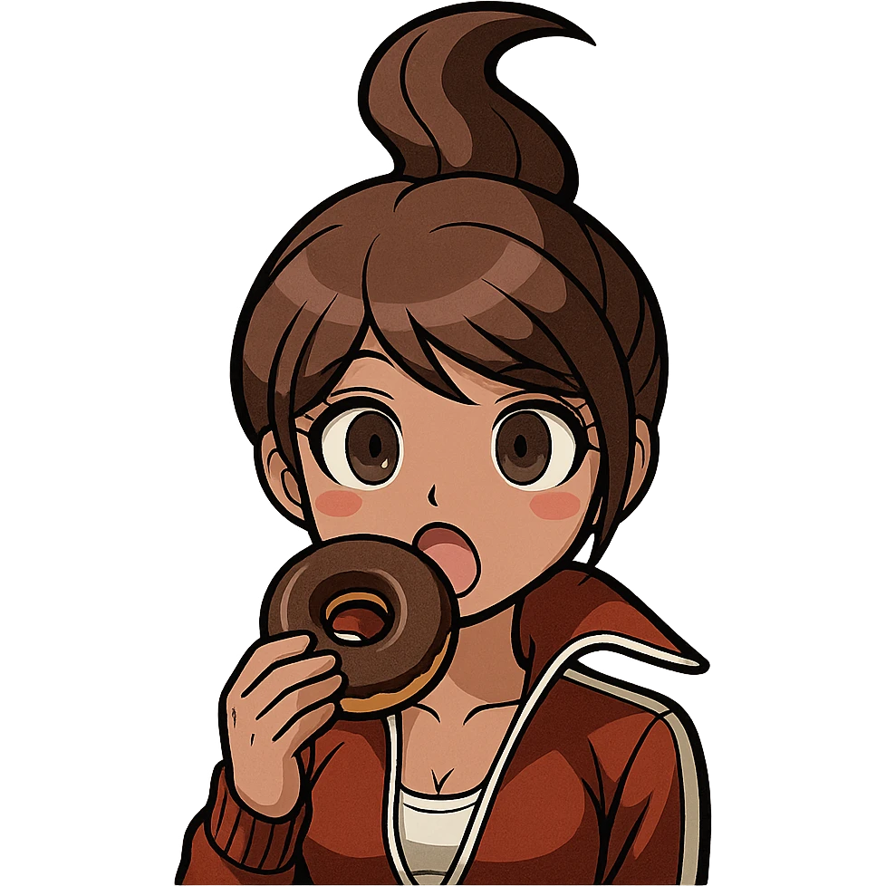 Danganronpa style emoji of Aoi Asahina with a donut emoji