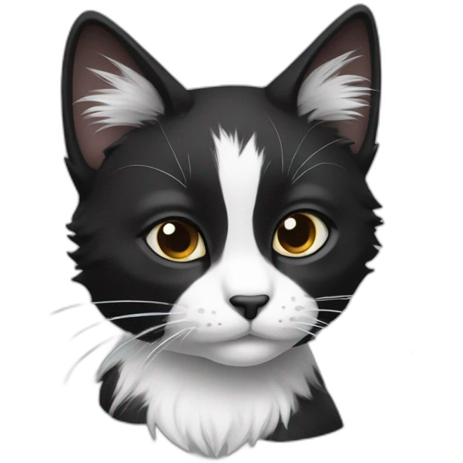 furry black and white cat emoji