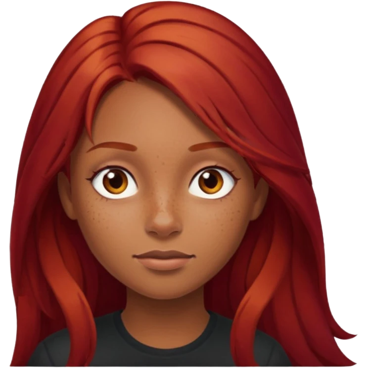 Girl with light brown skin and dark long red hair emoji