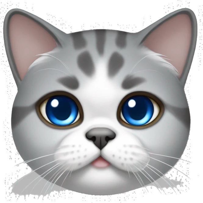Exotic shorthair cat with blue eyes and white and gray fur emoji