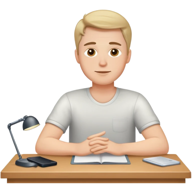 white Guy sitting at desk full picture emoji