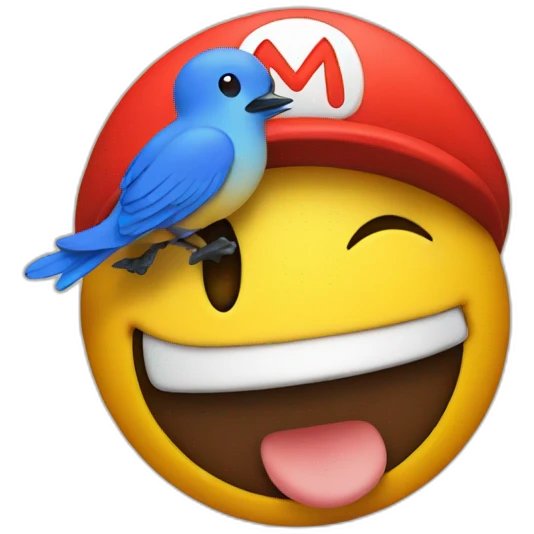 Smiley with a Mario cap and a bird emoji
