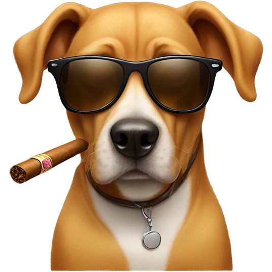 Dog with sunglasses and a cigar emoji