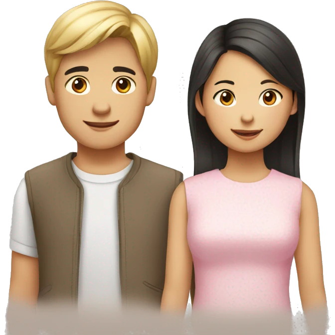 son and daughter half  asian and european family emoji