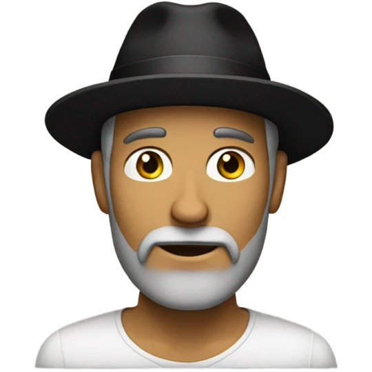 Tan white man with a beard and black hat backwards emoji