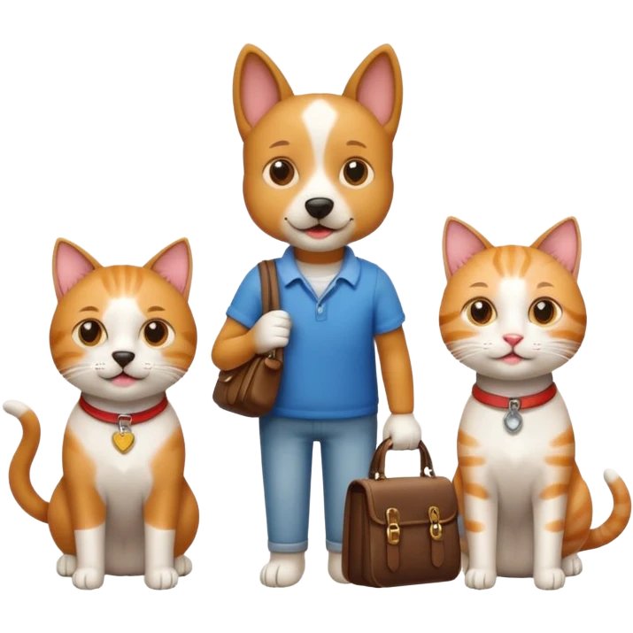 tour group with one dog and two cats emoji