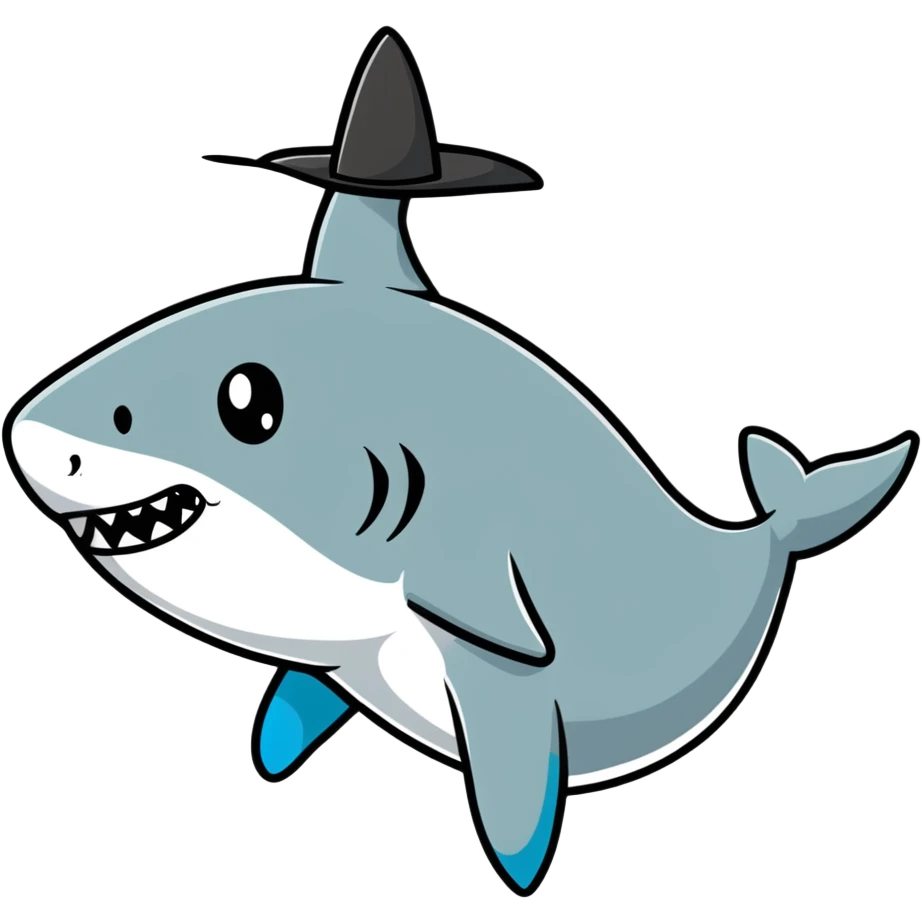 Shark with a top hat emoji