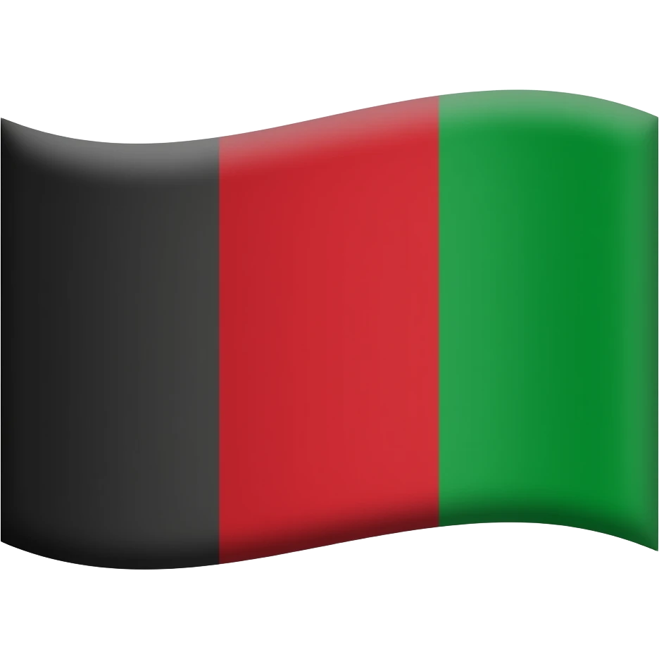 An emoji of a waving flag with three vertical stripes of colors black, red and green emoji