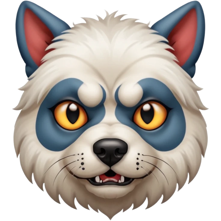 tattooed scary looking dog with heavy face tattoes, white dog emoji