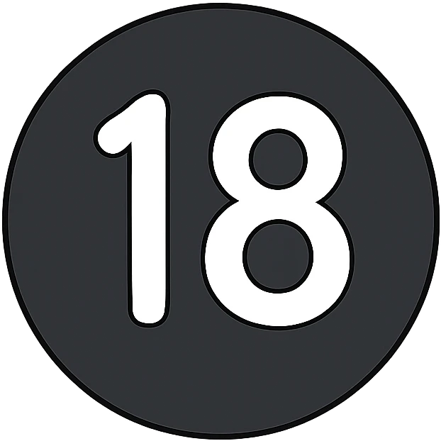 Remove the semi truck wheels from the image, so it is just a black circle with a white number 18 in the center. Keep the background transparent. The number 18 should be clearly visible and centered inside the black circle. emoji