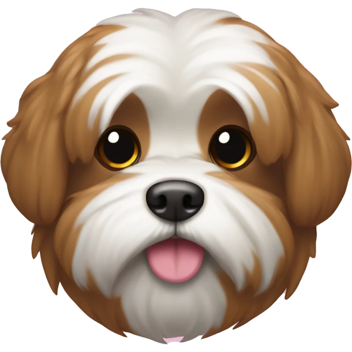 Um shitzu marrom com um laço rosa na cabeça emoji