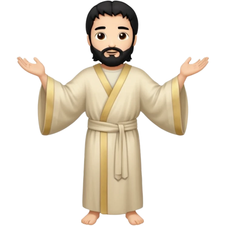 fullbody, head-to-toe, Jesus's apostle Thomas, black hair and black beard, both arms down, normal emoji style, different pose emoji