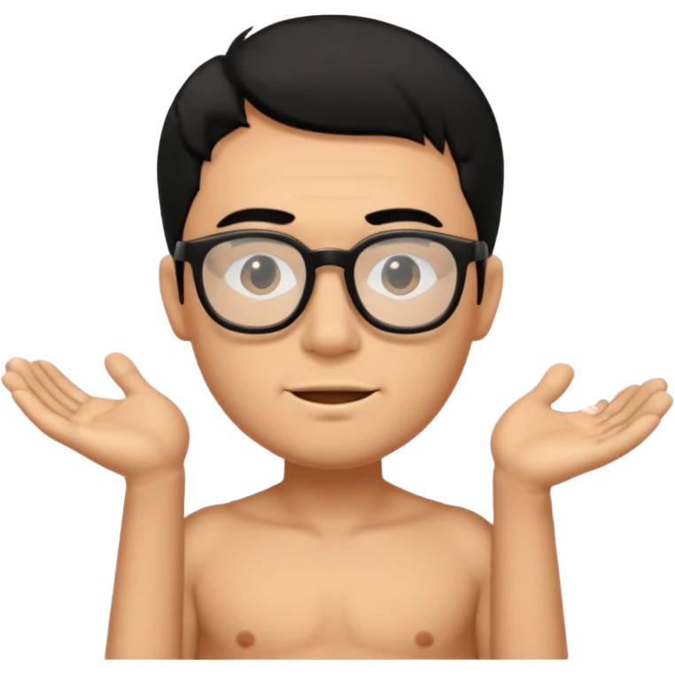 fat naked tan man with small penis with black hair and black glasses emoji