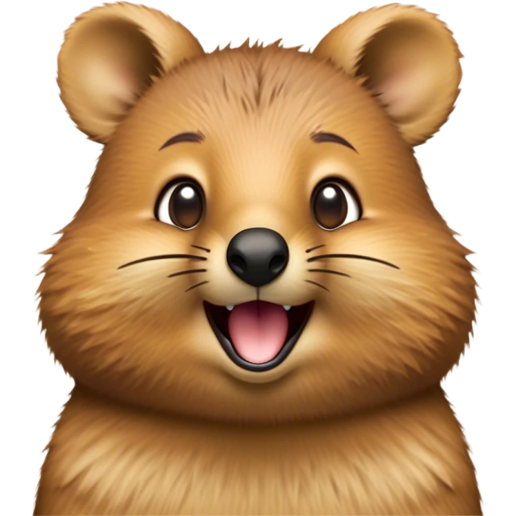 Cinematic Comical Quokka Portrait Emoji, Head tilted dramatically with an exaggeratedly amused expression, featuring a quirky, fluffy brown fur with a wide, playful grin and expressive eyes filled with humorous disbelief, Simplified yet hilariously expressive features, highly detailed, glowing with a slightly sassy glow, high shine, dramatic yet playful, stylized with an air of cheeky marsupial mischief, bright and endearing, soft glowing outline, capturing the essence of a spirited and over‐the‐top quokka, so meme‐worthy it feels like it could beam its way into internet fame instantly! emoji