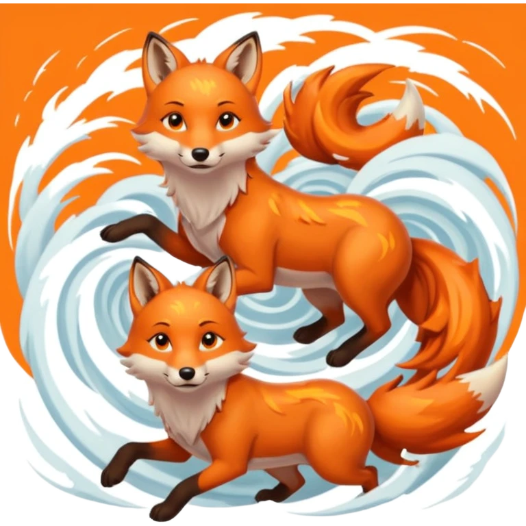 Foxes in tornado with wolfs and girls emoji