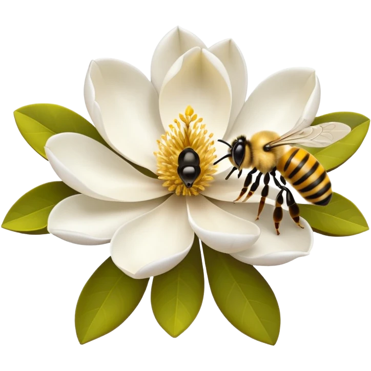 A magnolia with a bee on it emoji