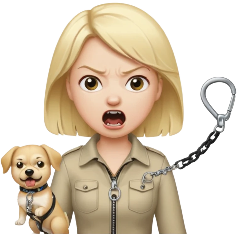 a karen mom yelling at somebody that wont take their dog out emoji