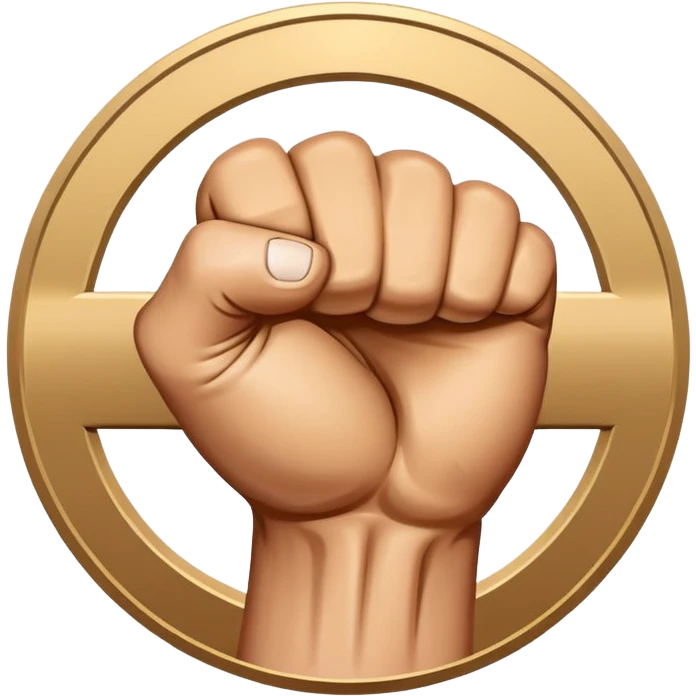 Round emblem symbolizing combat sports, featuring a clenched fist facing forward at the center. The fist is bold and strong, representing power and skill in martial arts. Surrounding the fist are dynamic lines, giving the emblem a sense of motion and energy. emoji