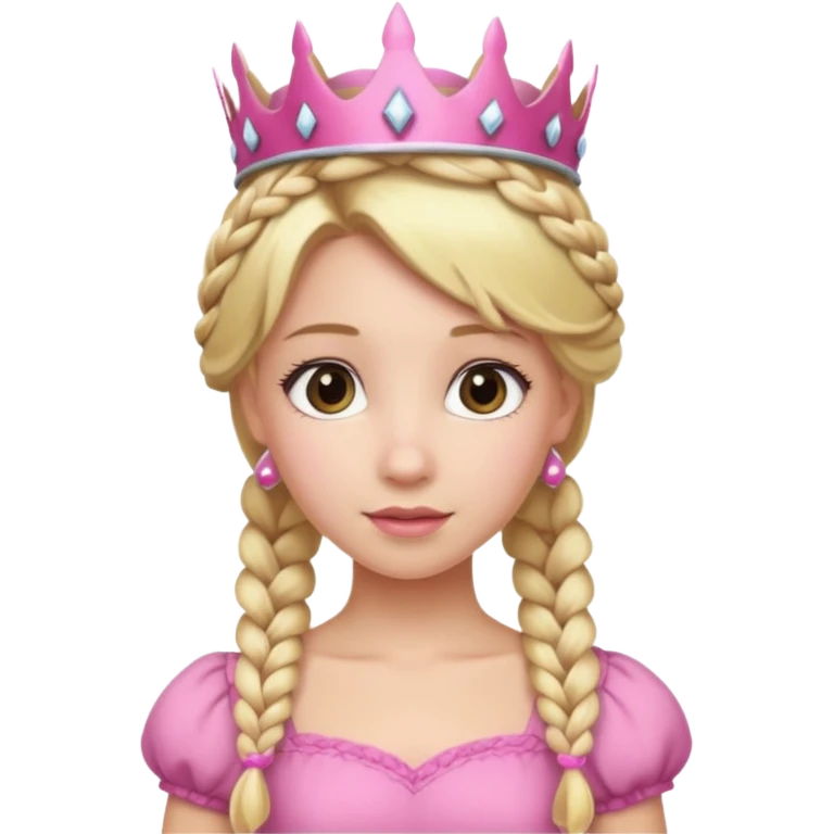 Blonde Princess with braided hair and pink crown. emoji