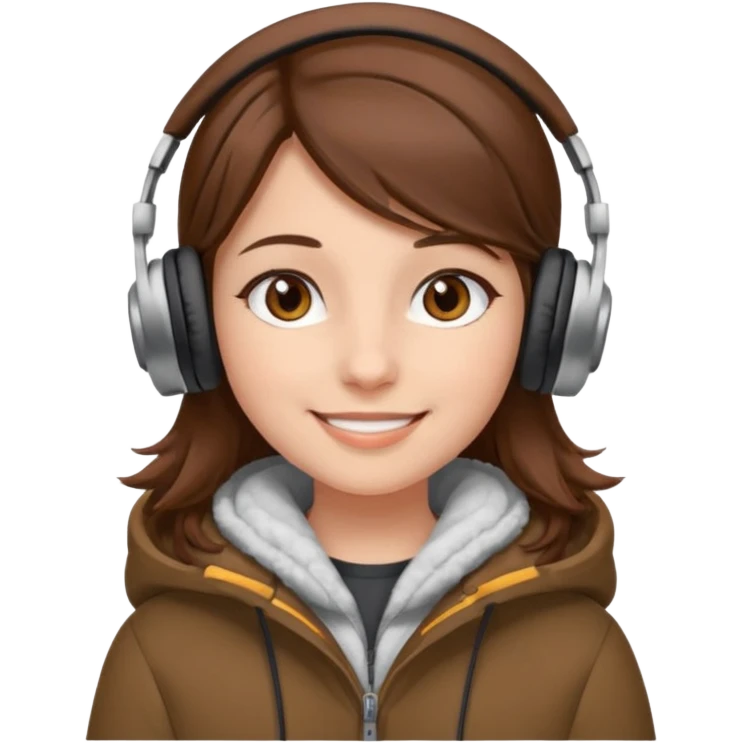 Я хочу дівчину з світлою шкірою корисним волоссям коричне вими очима і з навушниками і в теплому одязі emoji