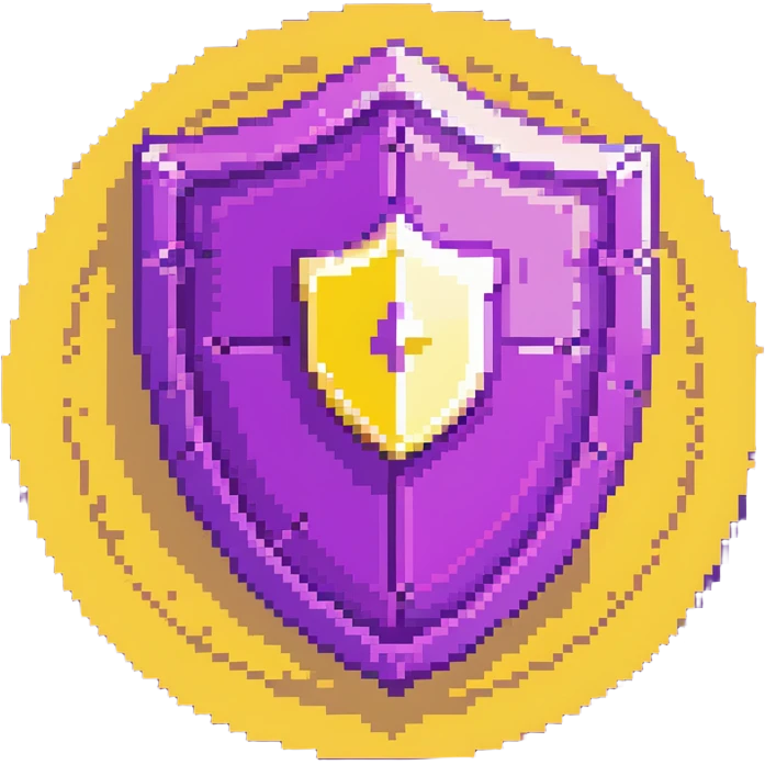 purple magical code shield with developer tools and aura emoji