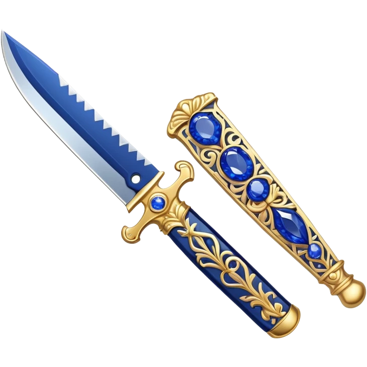 An ornate knife with a blade made of sapphire  emoji