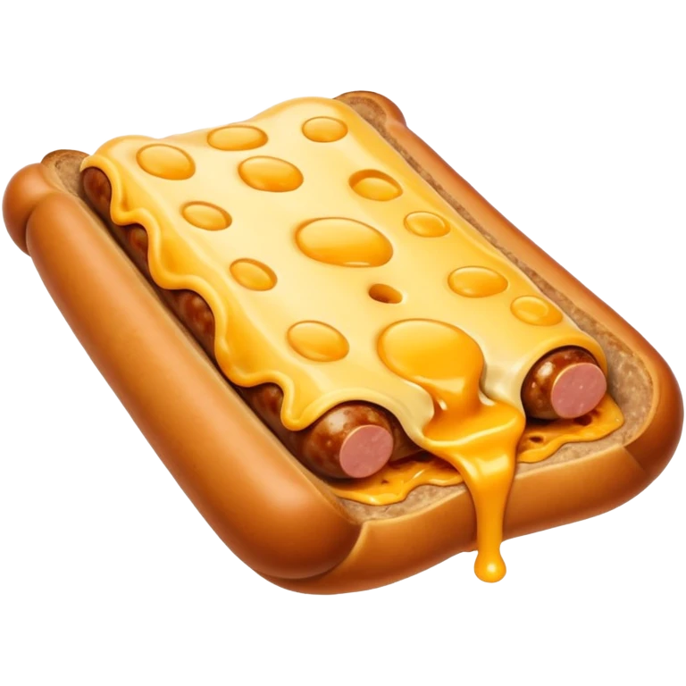 make a picture of a sausage that has been cut in half and melted cheese comes out from inside the sausage emoji