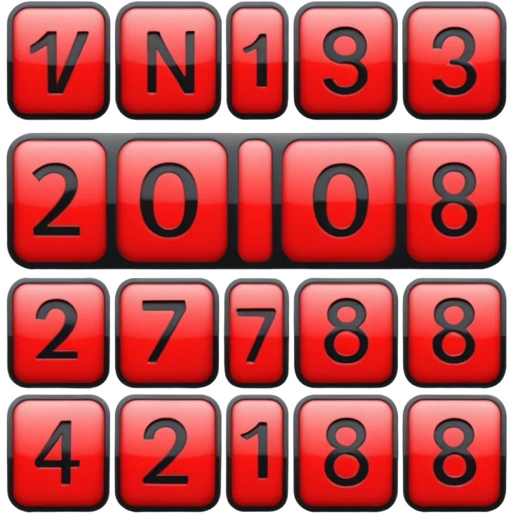 Black-red numbers in squares emoji