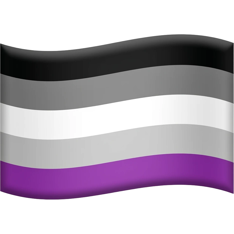 The flag of asexual pride (four horizontal stripes—black, gray, white, and purple) emoji