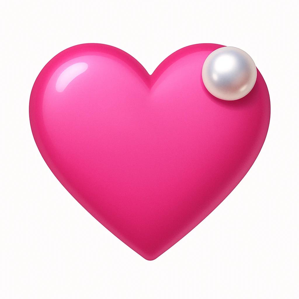 Create a pink heart with a pearl accent in the style of emoji style. The heart should be pink and have a pearl accent, capturing the essence of emoji aesthetics. emoji