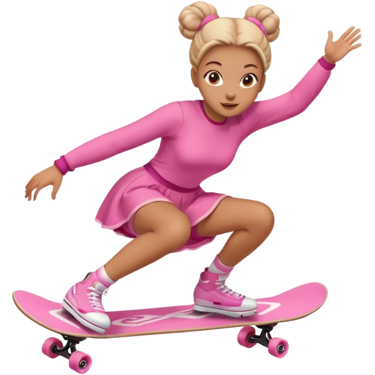 My little pony Cute skater 10 girl with two buns and pink outfit, gliding with playful energy. emoji