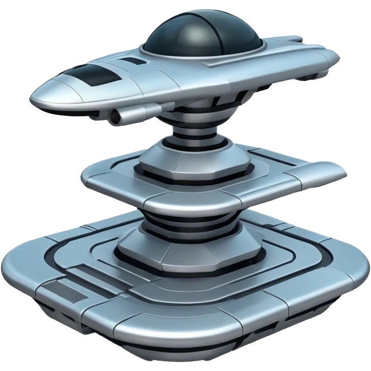 realistic flying platform building in space emoji