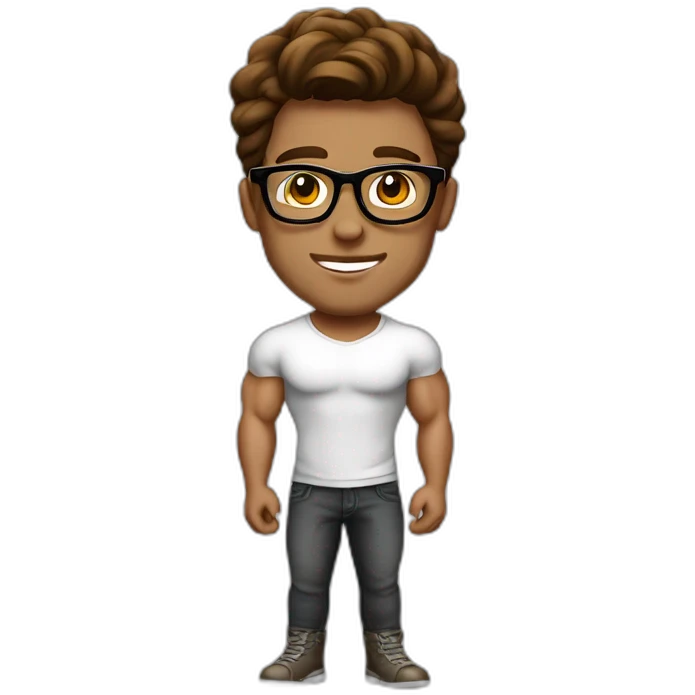 guy fashion bodybuilder glasses, developper brown hair macbook emoji