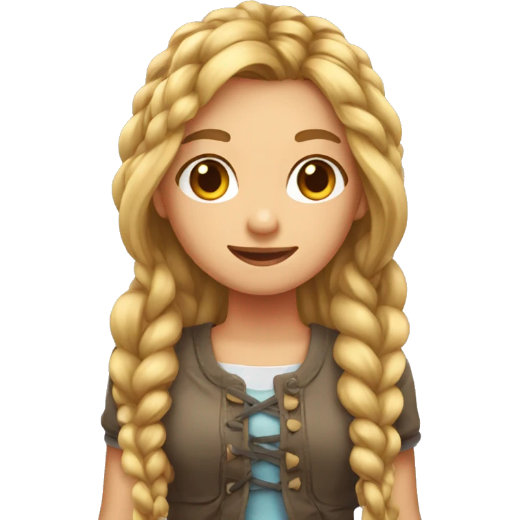 Girl with long hair in a braid going down to her waist emoji